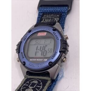 Vintage Coleman Night Sight Mens Blue Camping Watch New Battery